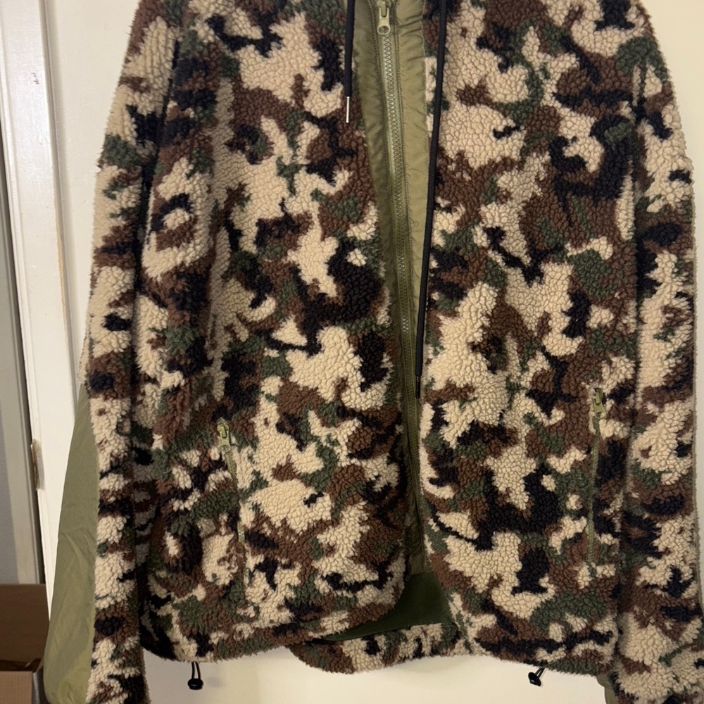 Forever 21 Olive and Brown Sherpa Jacket